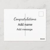 お名前を追加したシンプルな卒業メッセージ ポストカード (裏面)