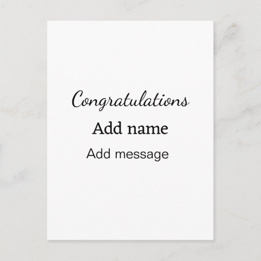 お名前を追加したシンプルな卒業メッセージ ポストカード (正面)