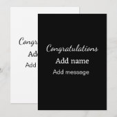 お名前を追加したシンプルな卒業メッセージ 招待状 (正面/裏面)