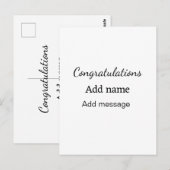 お名前を追加した卒業メッセージ シンプル ポストカード (正面/裏面)