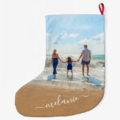 お名前カスタム付き写真クリスマスストッキング ラージクリスマスストッキング (裏面)