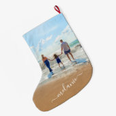 お名前カスタム付き写真クリスマスストッキング ラージクリスマスストッキング (裏面 (吊り時))