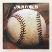 お名前カスタム野球アートワーク ガラスコースター (正面)