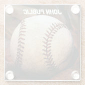 お名前カスタム野球アートワーク ガラスコースター (裏面)