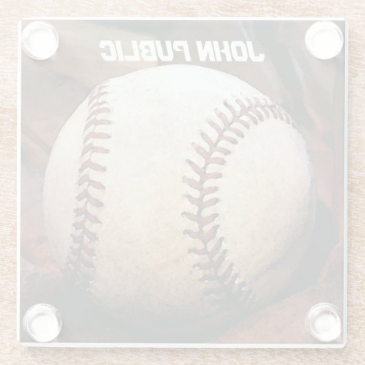 お名前カスタム野球アートワーク ガラスコースター (裏面)