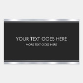 お名前テキスト モダン エレガント ブラック&シルバー追加 長方形シール (正面)