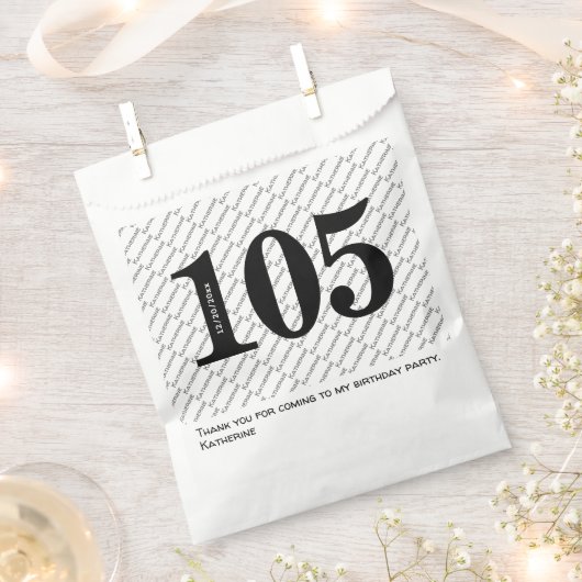 お名前パターはっきりしたン黒年齢105番号日付 フェイバーバッグ (クリップ留めされた状態)