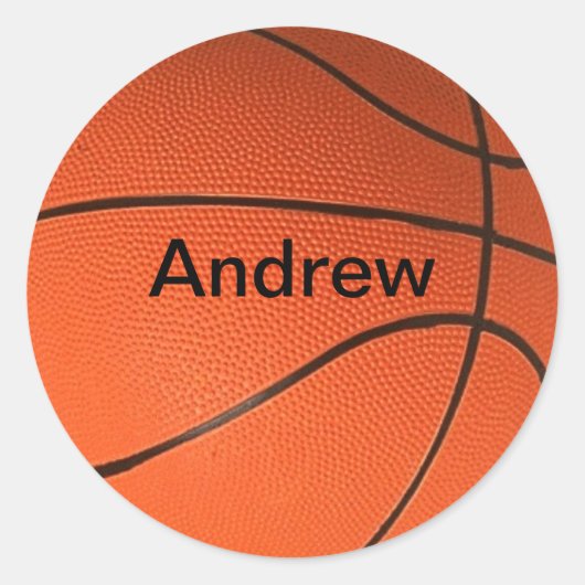 お名前パーソナライズされたをバスケットボールスタンプで ラウンドシール (正面)