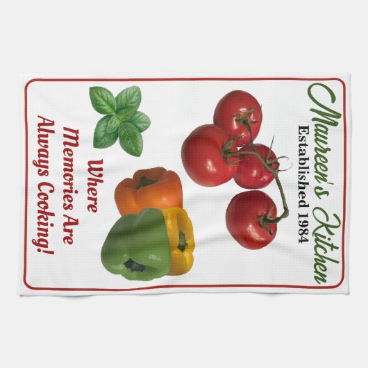 お名前パーソナライズされたを付けるキッチンディッシュタオル キッチンタオル (横)