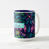 お名前パーソナライズされたフォークアート ツートーンマグカップ (正面右)