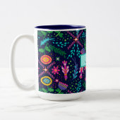 お名前パーソナライズされたフォークアート ツートーンマグカップ (左)