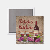 お名前パーソナライズされたワイングラスカスタム マグネット (正面/裏面)