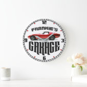 お名前パーソナライズされたChevy Corvetteカーガレージ ラージ壁時計 (ホーム)