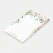 お名前フェミニン付きピンク色のフローラ ポストイット (アングル)