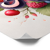 お名前ポスター「アメリア」- パーソナライズされたベリーフラワーデザイン ポスター (角)