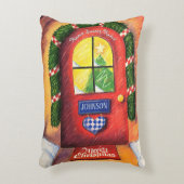 お名前レッド・メリークリスマス・フロント・ドアカスタマイズ アクセントクッション (正面(垂直))