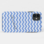 お名前入りのおしゃれなブルーのジグザグチブロン柄 Case-Mate iPhoneケース (裏面(横))