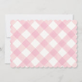 お名前入りのエレガントなピンクのギンガム水彩リボン ノートカード (裏面)