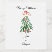 お名前入りのカスタムもみの木 メリークリスマス ワインラベル (シングルラベル)