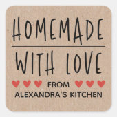 お名前入りのクラフト手作りラベル スクエアシール (正面)