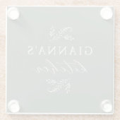 お名前入りのグリーンボタニカルキッチン ガラスコースター (裏面)