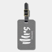 お名前入りのシルバースターダスト コンフェッティ Mrs ラゲッジタグ (正面縦)