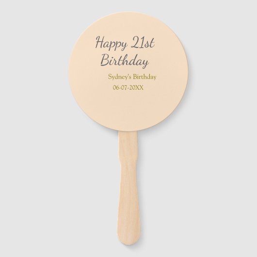 お名前入りのパステルオレンジグレー21歳の誕生日 ハンドファン (正面)