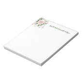 お名前入りのピンクグリーン花柄 あなたの机から ノートパッド (回転)