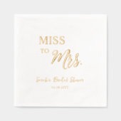 お名前入りのミス・トゥ・ミセスのホイル ブライダルシャワープレゼント 箔ナプキン (正面)