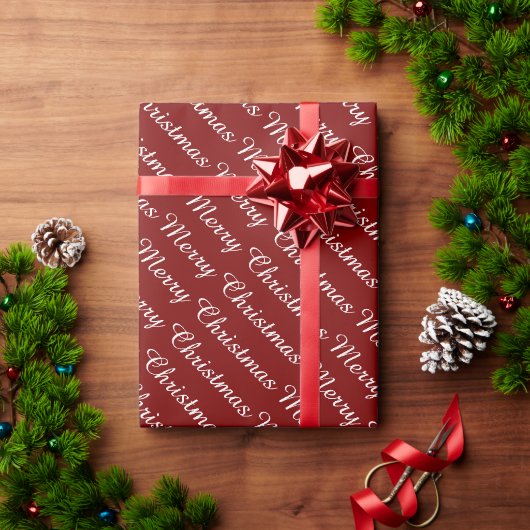 お名前入りのモダンでスタイリッシュなクリスマス 赤. ラッピングペーパー (クリスマスギフト)