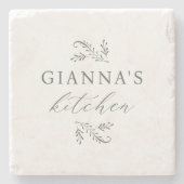 お名前入りの植物モチーフのキッチン雑貨 ストーンコースター (正面)