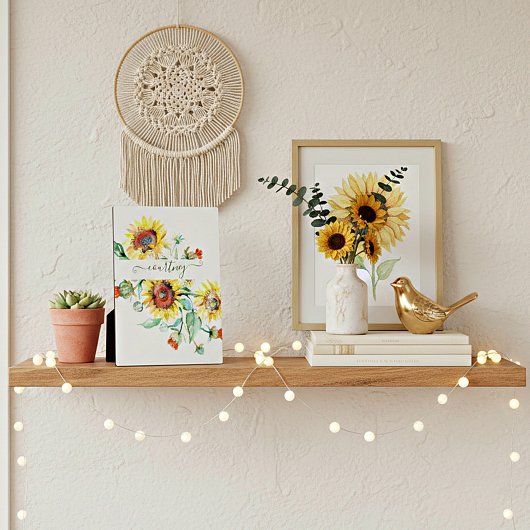 お名前入りの水彩ひまわり フォトプラーク