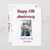 お名前入りの10周年フォトウェディングカップル ポストカード (正面/裏面)