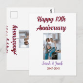 お名前入りの10周年記念写真ウェディングカップル ポストカード (正面/裏面)