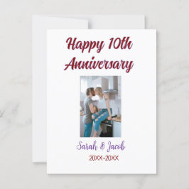 お名前入りの10周年記念写真ウェディングカップル ポストカード
