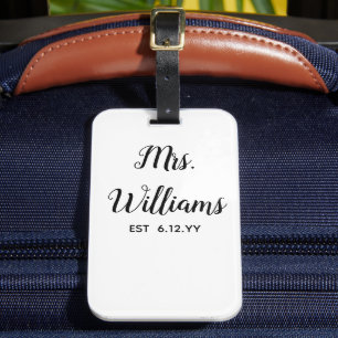 お名前入りのMrs. Est あなたの日付 結婚式のプレゼント 花嫁へ ラゲッジタグ