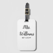 お名前入りのMrs. Est あなたの日付 結婚式のプレゼント 花嫁へ ラゲッジタグ (正面縦)