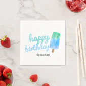 お名前入りアイスキャンディーの男の子の誕生日 スタンダードカクテルナプキン (インサイチュ)