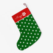 お名前入りクリスマス犬の足あと スモールクリスマスストッキング (裏面 (吊り時))
