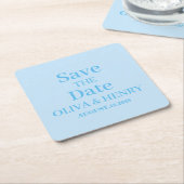 お名前入りシンプルおしゃれセイヴ・ザ・デート スクエアペーパーコースター (アングル)