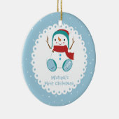 お名前入りスノーマンベイビーの初めてのクリスマス セラミックオーナメント (右)