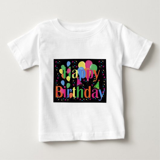 お名前入りバースデーパーティーお祝いアート ベビーTシャツ (正面)