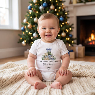 お名前入りベビー 男の子 ''赤ちゃんの初めてのクリスマス'' ベビーボディスーツ