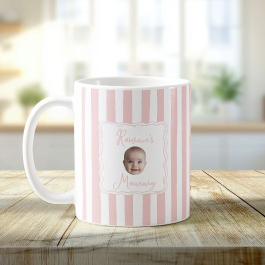 お名前入りママの赤ちゃんの顔の写真 コーヒーマグカップ