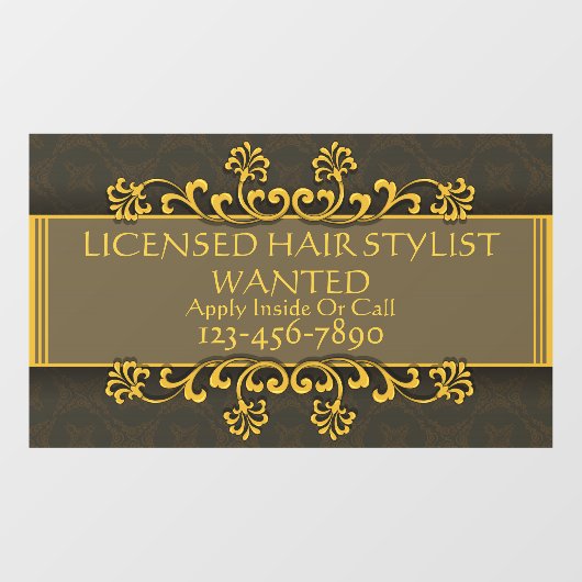 お名前入りライセンス取得済み美容師募集サロン ウィンドウサイン (シート)