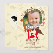 お名前入りローリング恐竜1歳の誕生日 招待状 (正面/裏面)