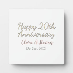 お名前入り結婚20周年記念 ピンク グレー パステルカラー フォトプラーク