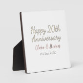 お名前入り結婚20周年記念　ピンク グレー パステルカラー フォトプラーク (正面)