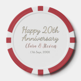 お名前入り結婚20周年記念　ピンク グレー パステルカラー ポーカーチップ