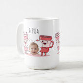 お名前入り赤ちゃんの1歳の誕生日フォト コーヒーマグカップ (正面左)